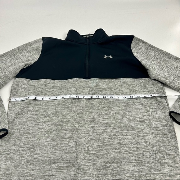 UNDER ARMOUR Black Grey Color Block 1/4 Zip Pullover Sweatshirt Mens Large - Picture 4 of 8